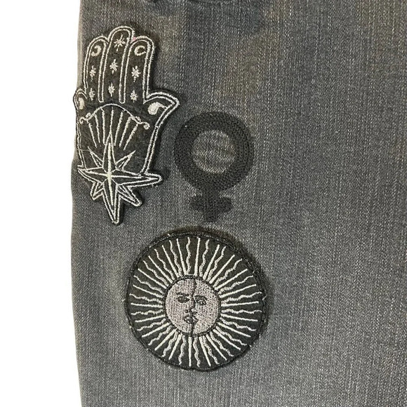 Torrid Black Jeans High Rise Ultra Skinny Size 20 Patchwork Moon Star Rhinestone - Picture 7 of 13